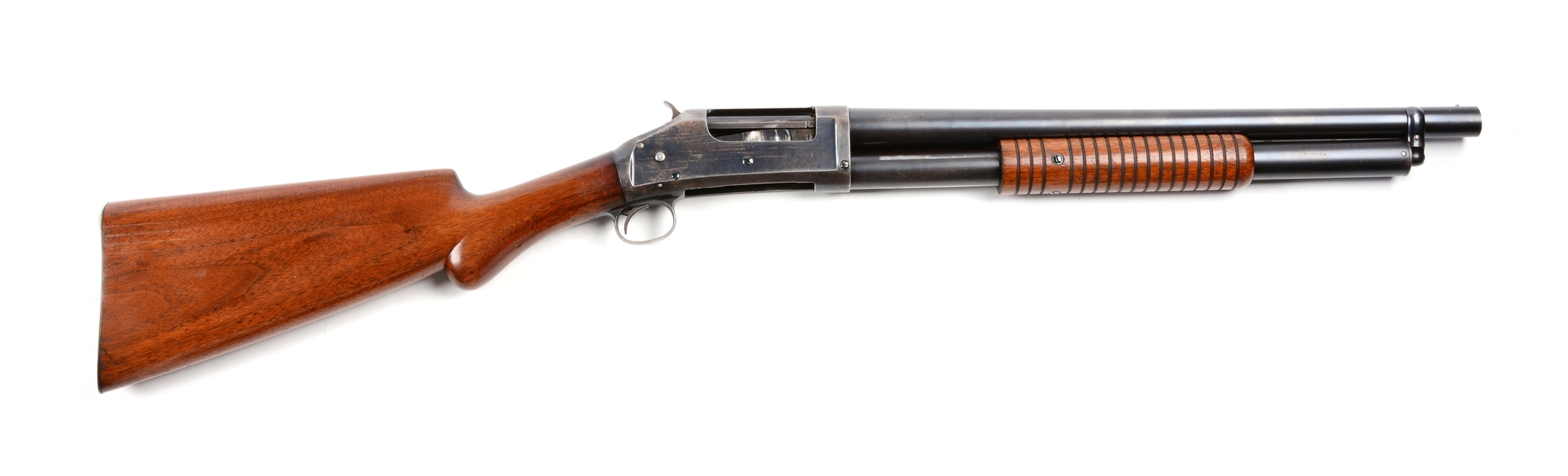 (C) WINCHESTER 1897 ROUND KNOB SOLID FRAME RIOT GUN.