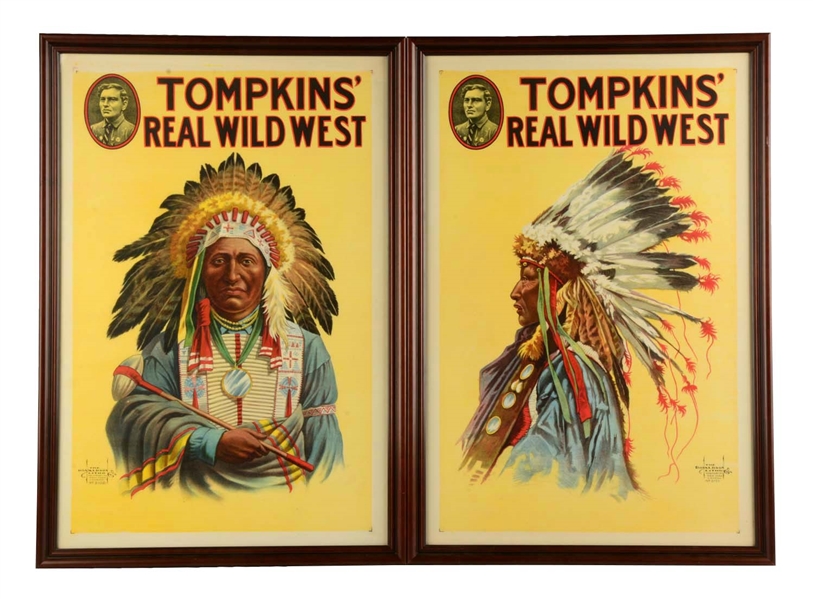LOT OF 2: FRAMED TOMPKINS REAL WILD WEST POSTERS.  
