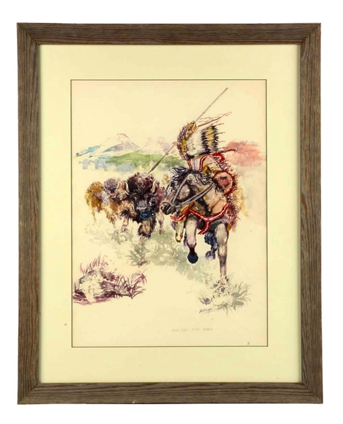 FRAMED "HUNTING THE BISON" BY MITCHELL.