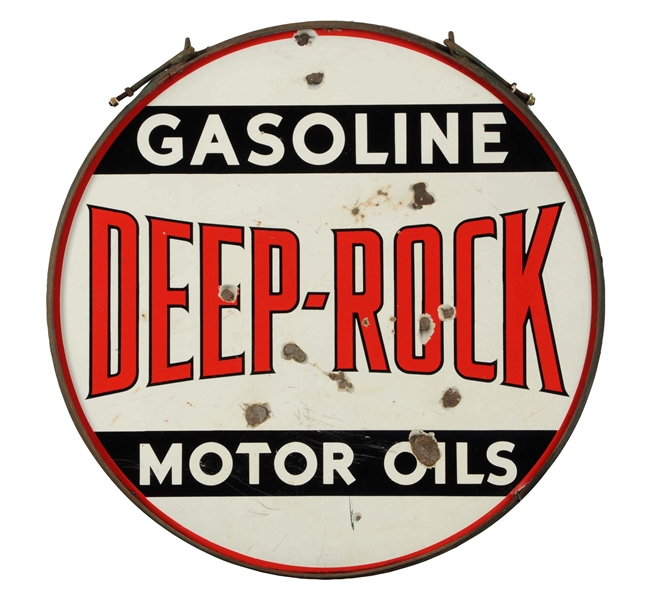 DEEP ROCK GASOLINE MOTOR OIL PORCELAIN SIGN.