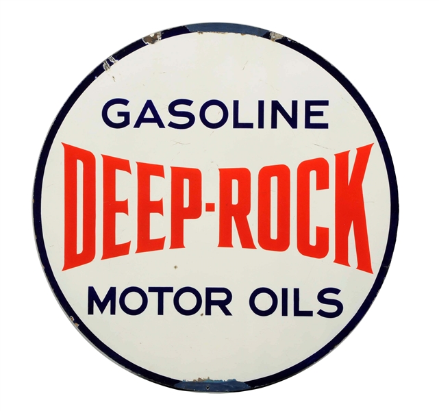 DEEP ROCK GASOLINE MOTOR OIL PORCELAIN SIGN.