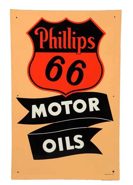 PHILLIPS 66 MOTOR OIL EMBOSSED METAL SIGN.