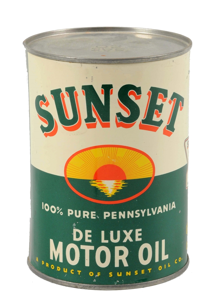 SUNSET DELUXE MOTOR OIL QUART CAN.
