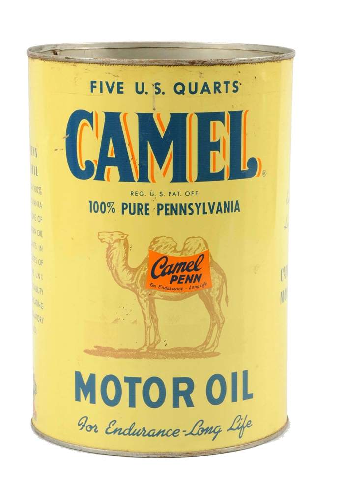 CAMEL PENN "100% PENNSYLVANIA MOTOR OIL" FIVE QUART CAN.