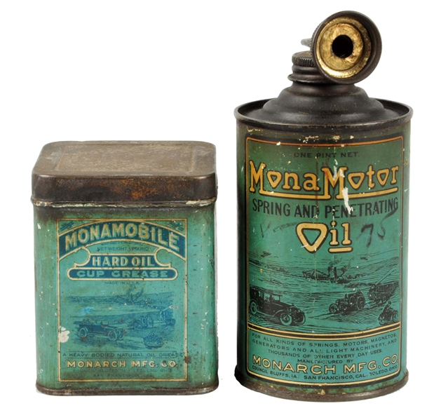 LOT OF 2: MONAMOBILE OIL METAL CANS.