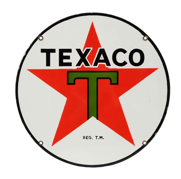 TEXACO (BLACK-T) STAR LOGO PORCELAIN SIGN.