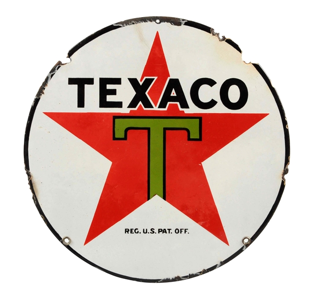 TEXACO (BLACK-T) STAR LOGO PORCELAIN SIGN.