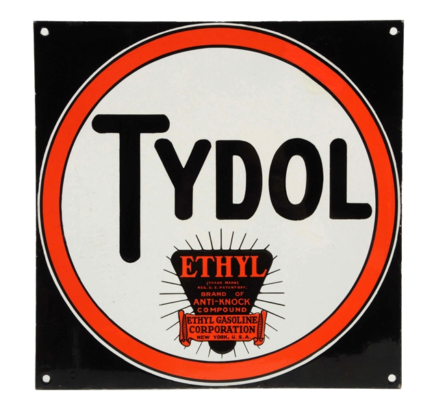 TYDOL W/ ETHYL LOGO PORCELAIN SIGN.