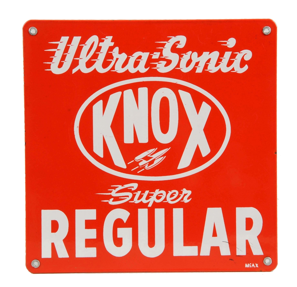ULTRA-SONIC KNOX SUPER REGULAR PORCELAIN SIGN.