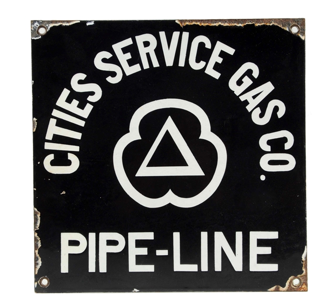 CITIES SERVICE GAS CO. PIPE-LINE W/ LOGO PORCELAIN SIGN.
