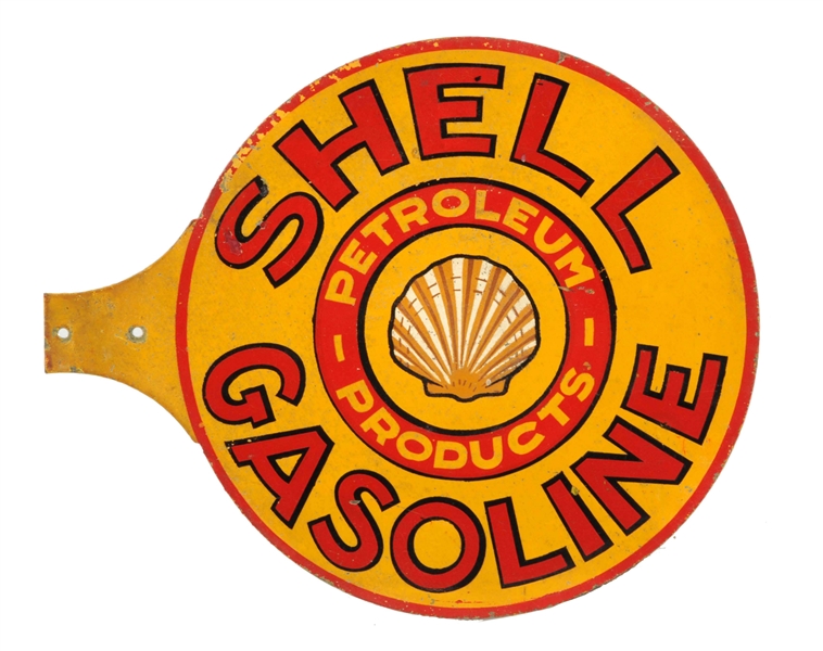 SHELL GASOLINE W/ LOGO METAL PADDLE SIGN.
