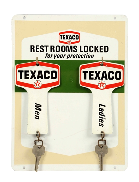 TEXACO (NEW LOGO) REST ROOM LOCKED & KEY HOLDER SIGN.