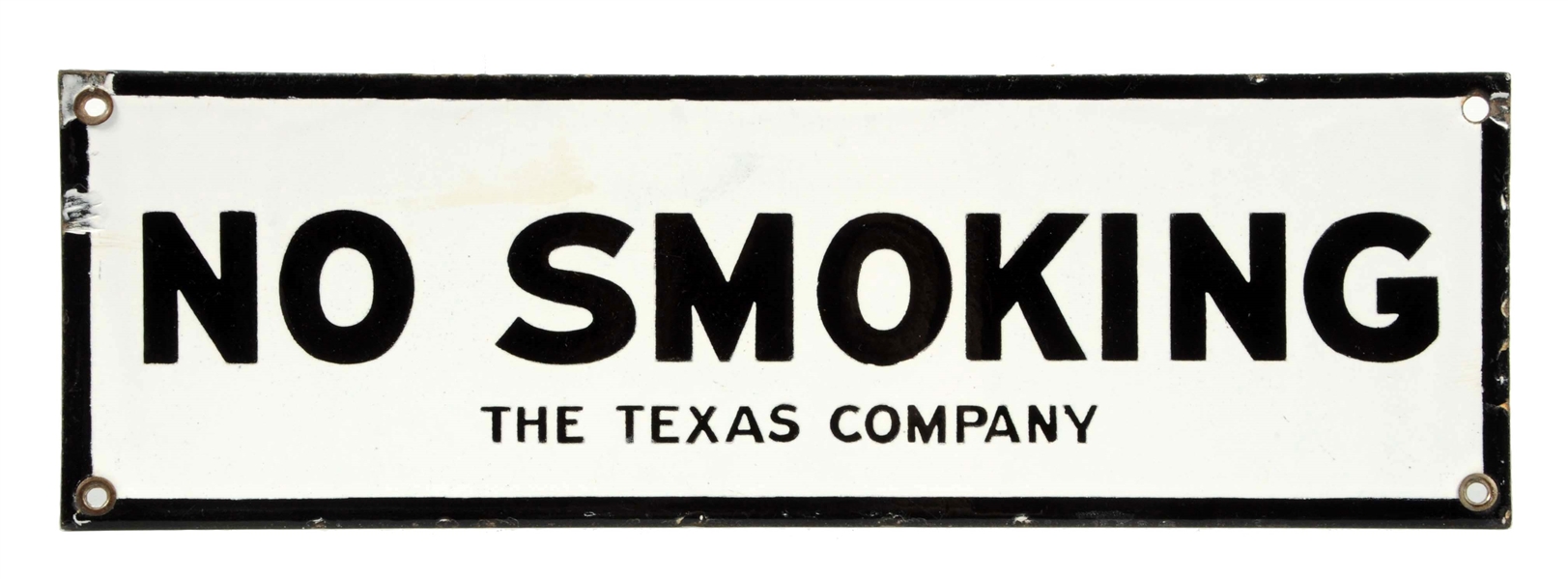 NO SMOKING THE TEXAS COMPANY PORCELAIN SIGN.