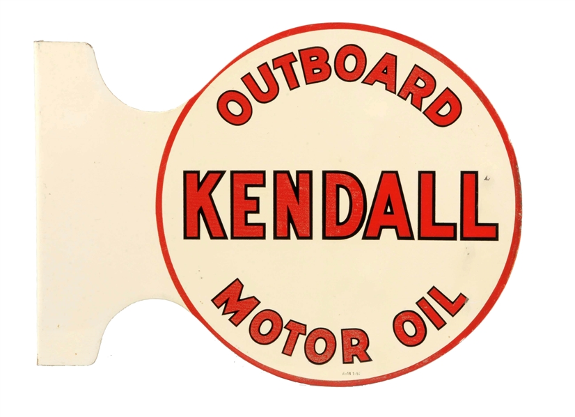 KENDALL OUTBOARD MOTOR OIL TIN FLANGE SIGN.