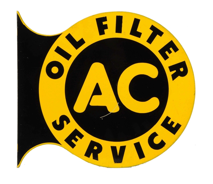 AC OIL FILTER SERVICE DIECUT TIN FLANGE SIGN.