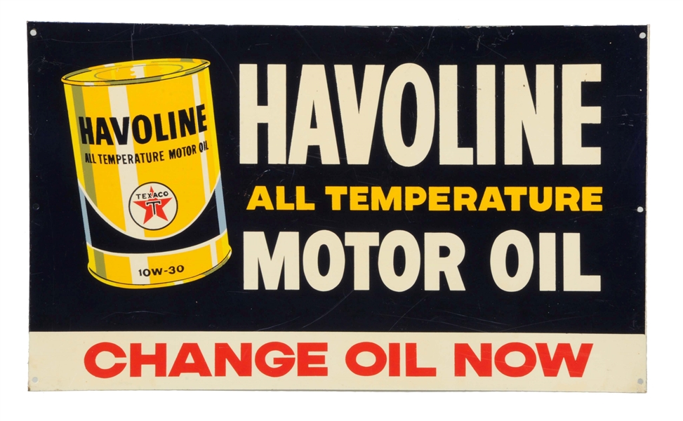 TEXACO HAVOLINE MOTOR OIL METAL SIGN.