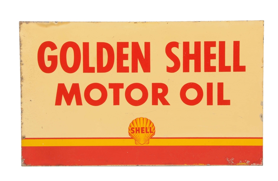 GOLDEN SHELL MOTOR OIL W/ LOGO METAL SIGN.