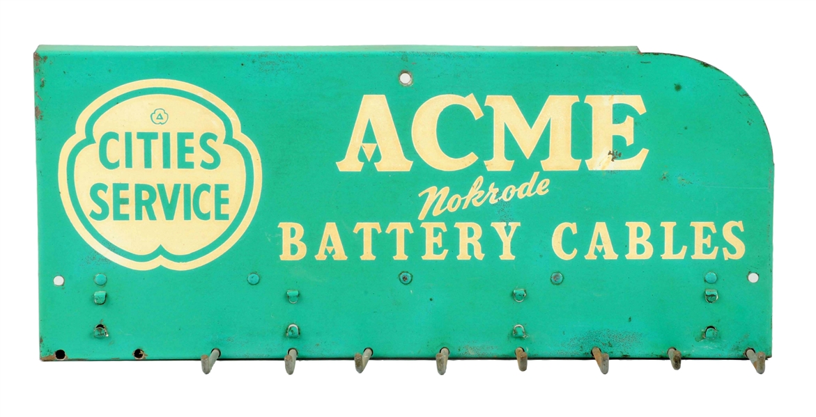 CITIES SERVICE ACME NOKRODE BATTERY CABLES METAL SIGN.
