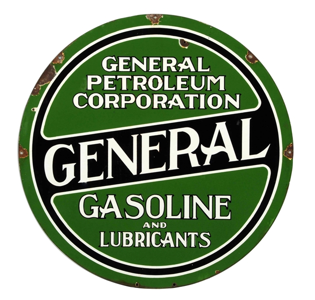 GENERAL GASOLINE & LUBRICANTS PORCELAIN SIGN.