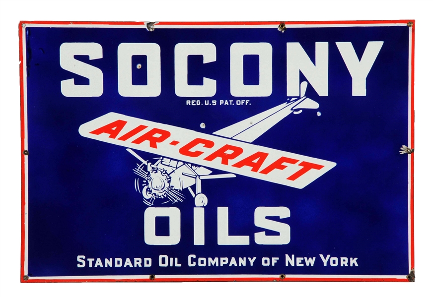 SOCONY AIR-CRAFT OILS W/ LOGO PORCELAIN SIGN.