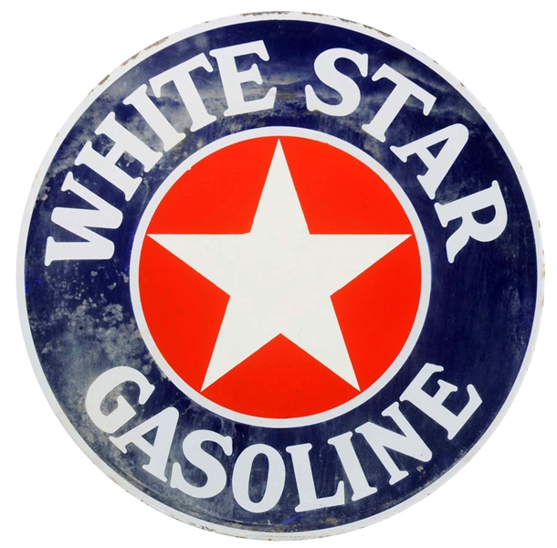 WHITE STAR GASOLINE MOTOR OIL PORCELAIN SIGN.           