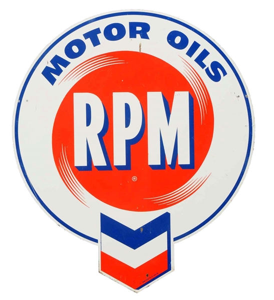 RPM MOTOR OILS DIE-CUT TIN SIGN.                   