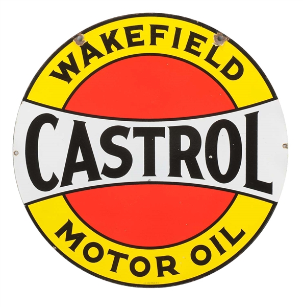 CASTROL WAKEFIELD MOTOR OIL PORCELAIN SIGN.             
