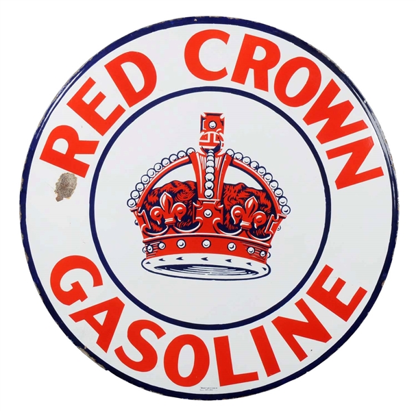 RED CROWN GASOLINE PORCELAIN SIGN.                      