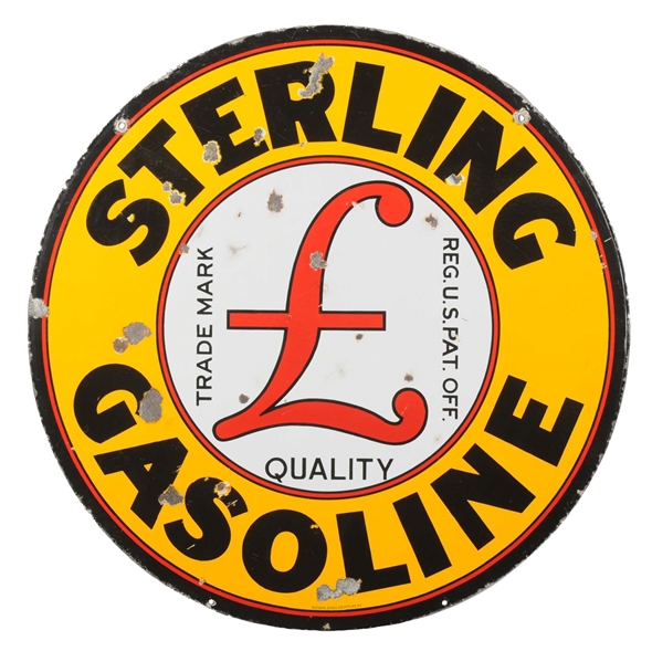 STERLING GASOLINE WITH LOGO PORCELAIN SIGN.               