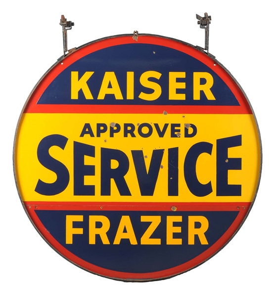 KAISER-FRAZER APPROVED SERVICE PORCELAIN SIGN.              