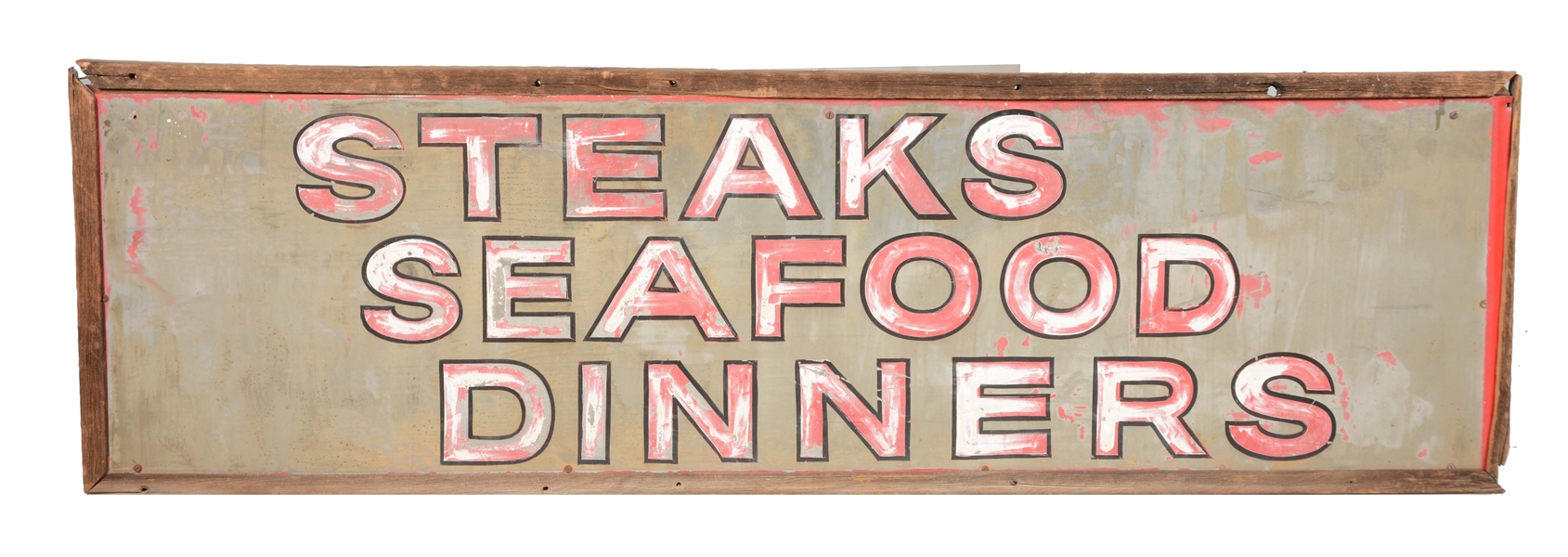 "STEAKS SEAFOOD DINNERS" DINER SIGN. 