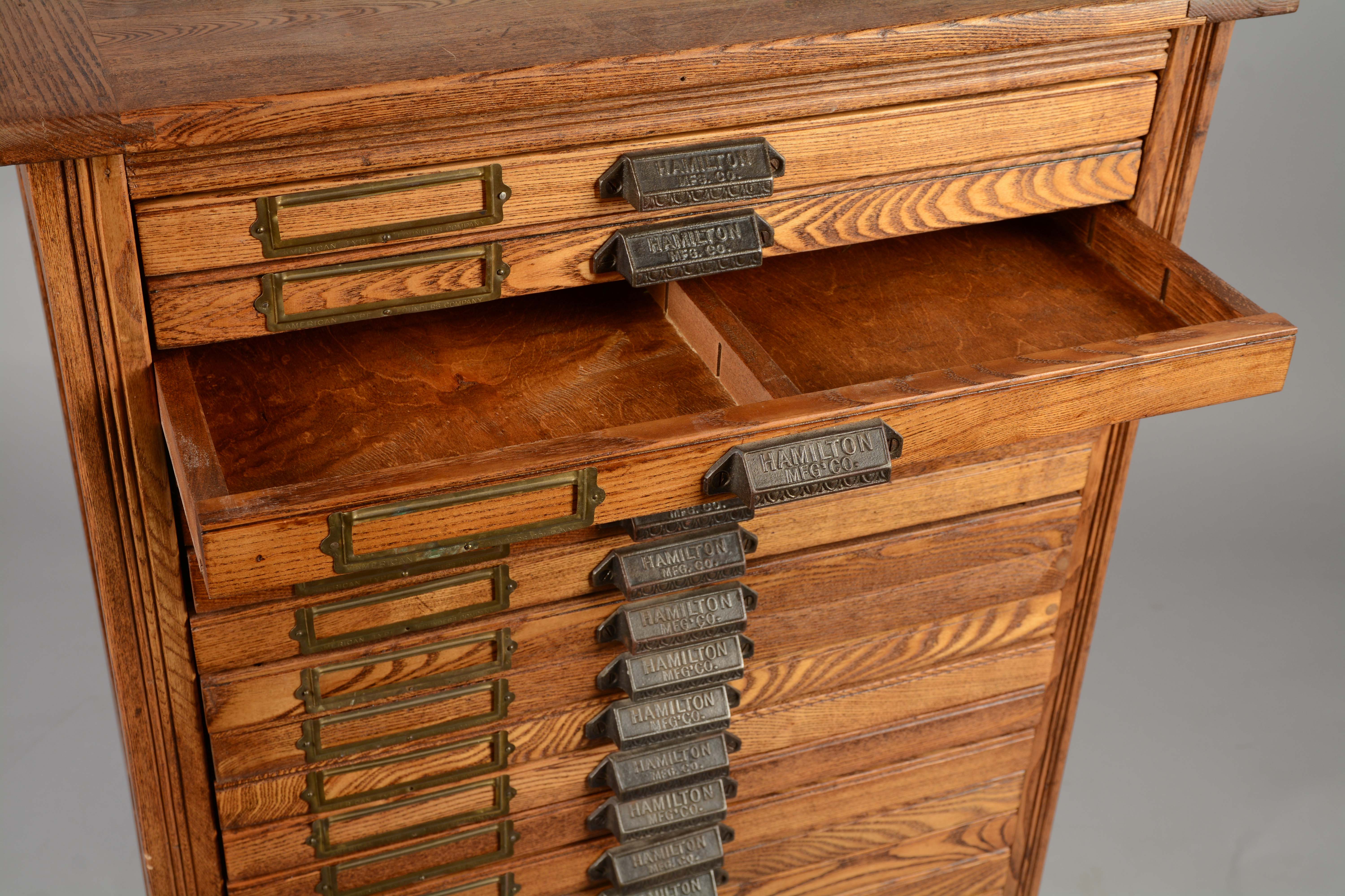 Lot Detail Antique Hamilton Mfg Printers Cabinet