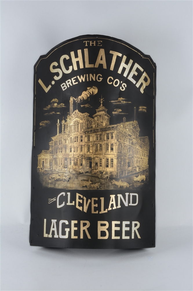 EARLY TIN L. SCHLATHER BREWING CO. CORNER SIGN. 