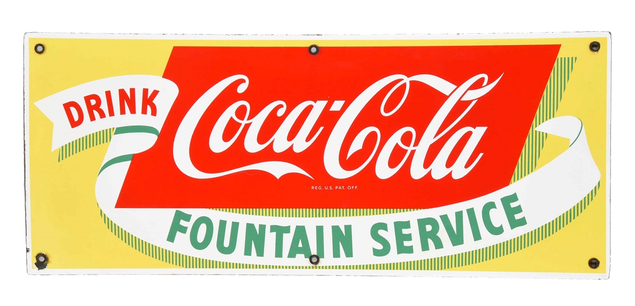 PORCELAIN DRINK COCA - COLA FOUNTAIN SERVICE SIGN. 