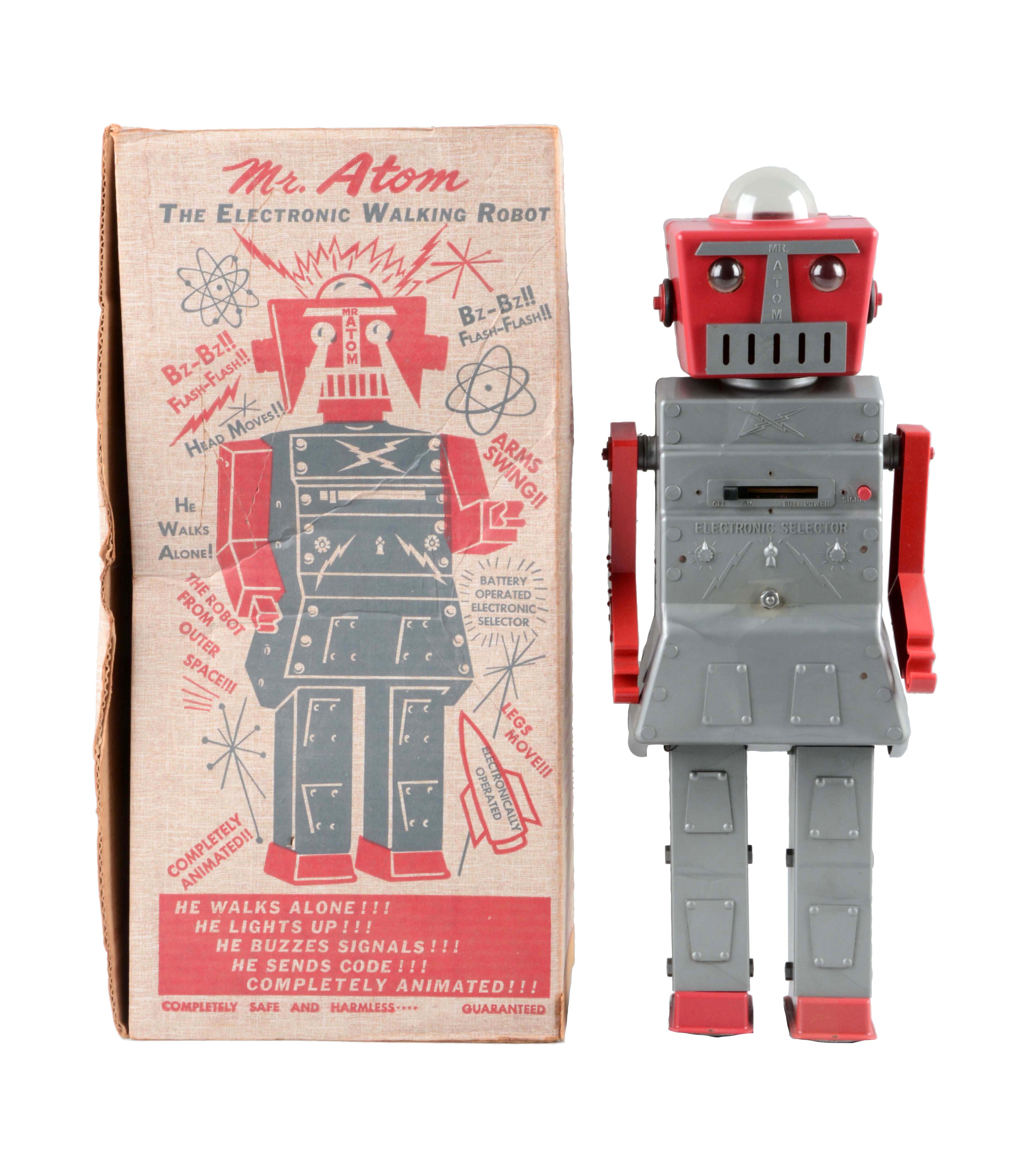 Lot Detail - PLASTIC & METAL MR. ATOM WALKING ROBOT TOY.