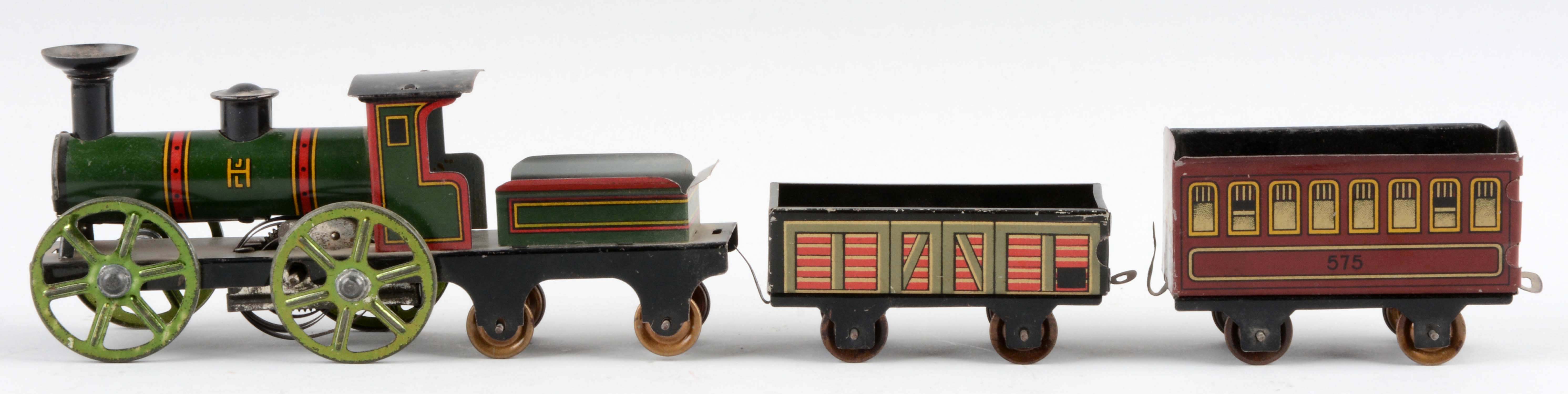 Lot Detail - GERMAN HESS TIN LITHO WIND-UP TRAIN SET.