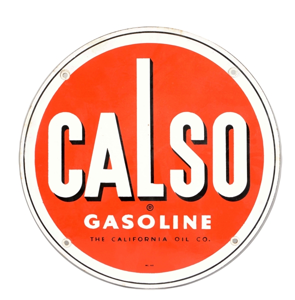 CALSO GASOLINE PORCELAIN SIGN.