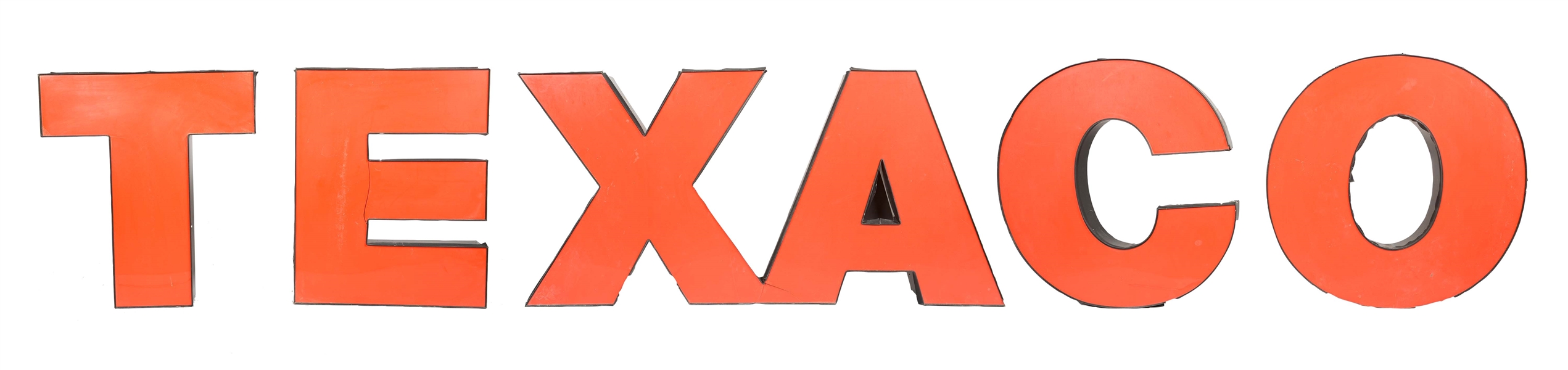 LARGE TEXACO PLASTIC FRONT CHANNEL LETTERS SIGN.
