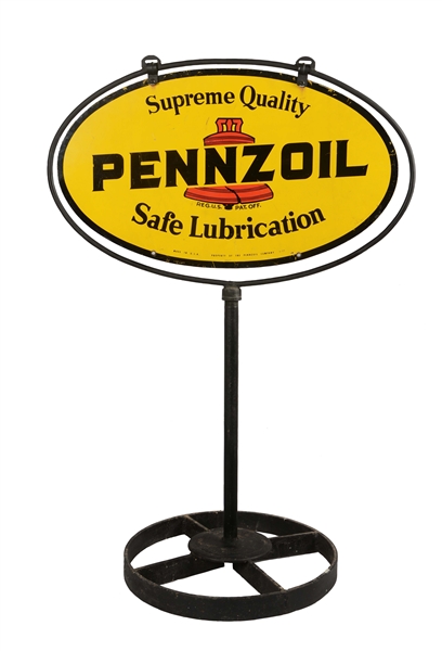 PENNZOIL CURB OVAL METAL SIGN.