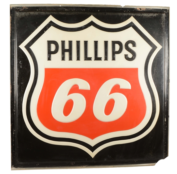 LARGE PHILLIPS 66 EMBOSSED PLASTIC GAS STATION SIGN.