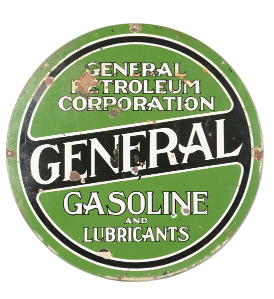 GENERAL PETROLEUM GASOLINE AND LUBRICANTS PORCELAIN SIGN.