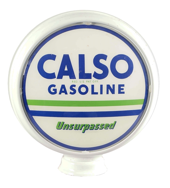 CALSO GASOLINE UNSURPASSED 15" SINGLE GLOBE LENS.