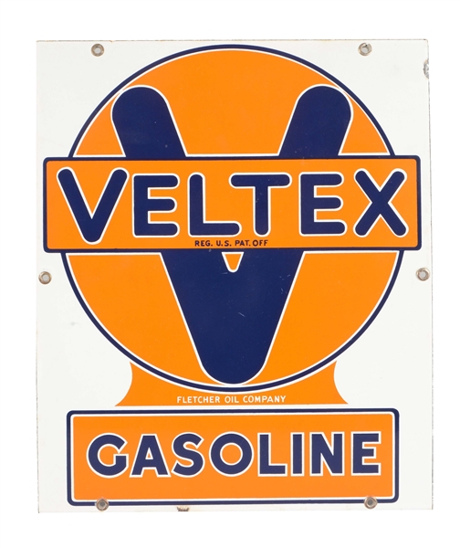 VELTEX GASOLINE PORCELAIN SIGN.