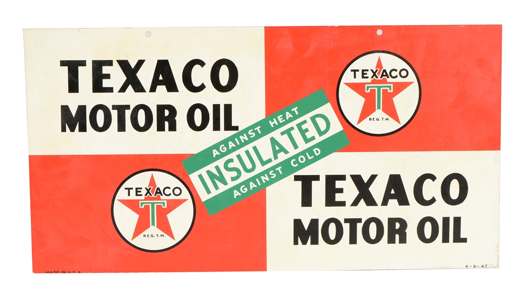 TEXACO (WHITE-T) MOTOR OIL METAL SIGN.