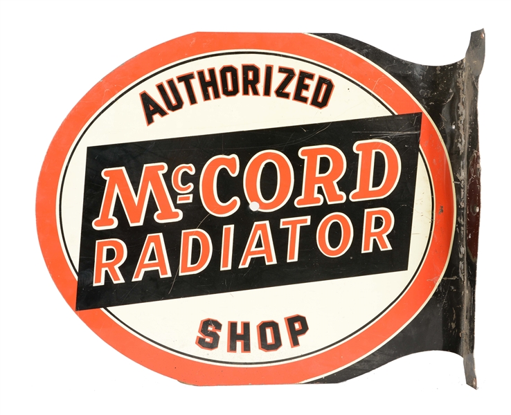 MCCORD RADIATOR AUTHORIZED SHOP TIN FLANGE SIGN.