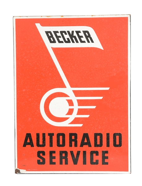BECKER AUTORADIO SERVICE WITH LOGO PORCELAIN SIGN.