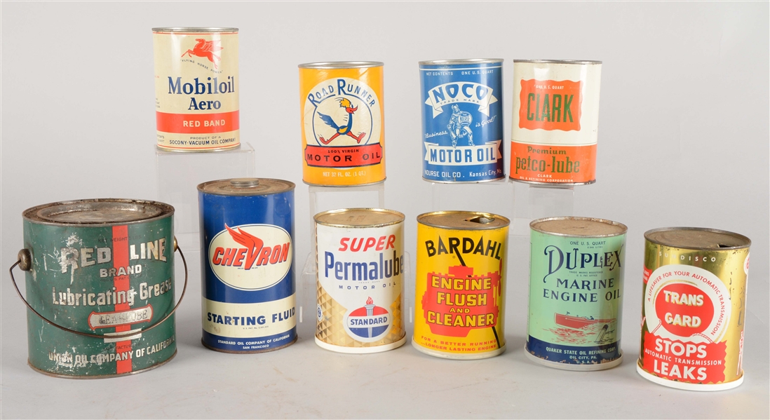 LOT OF 10:  DIFFERENT MOTOR OIL CANS.