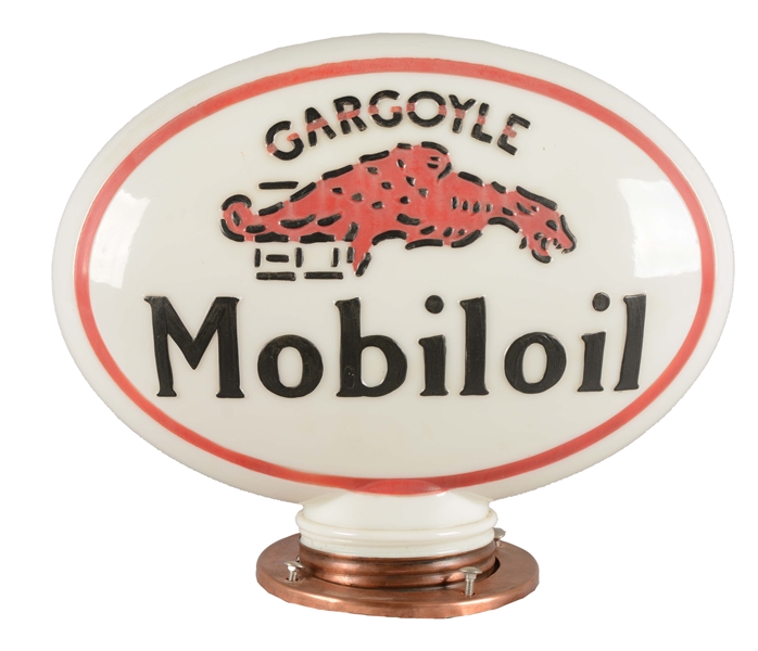  MOBILOIL GARGOYLE OPC MILKGLASS OIL CABINET GLOBE.