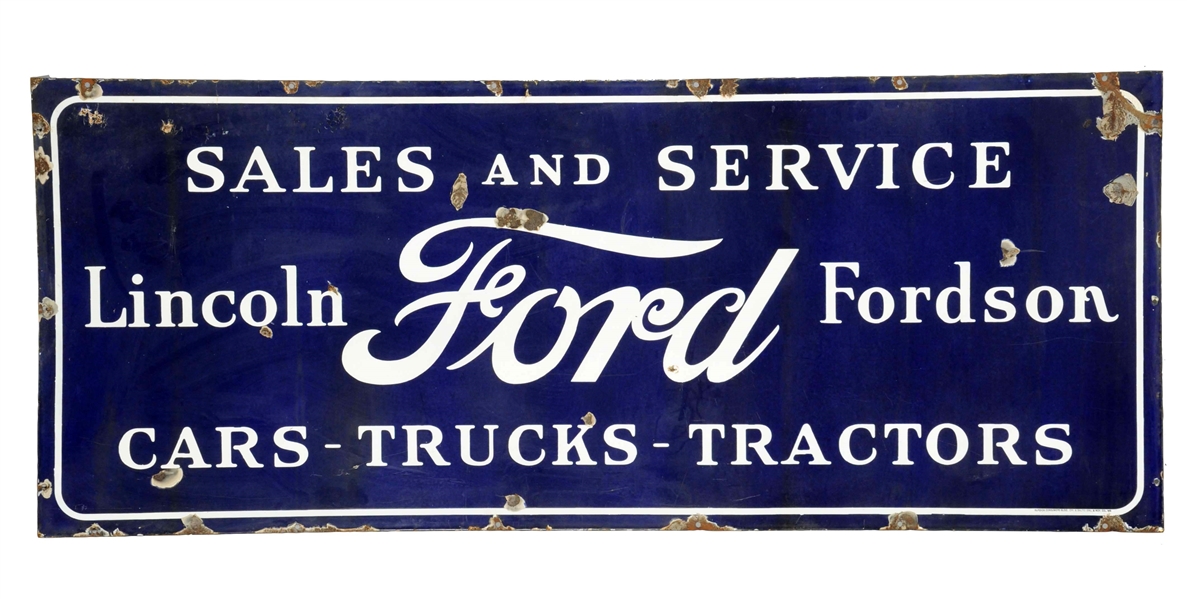 FORD LINCOLN FORDSON SALES AND SERVICE PORCELAIN SIGN.