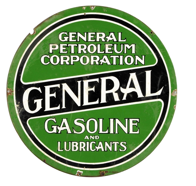 GENERAL PETROLUM GASOLINE & LUBRICANTS PORCELAIN SIGN.